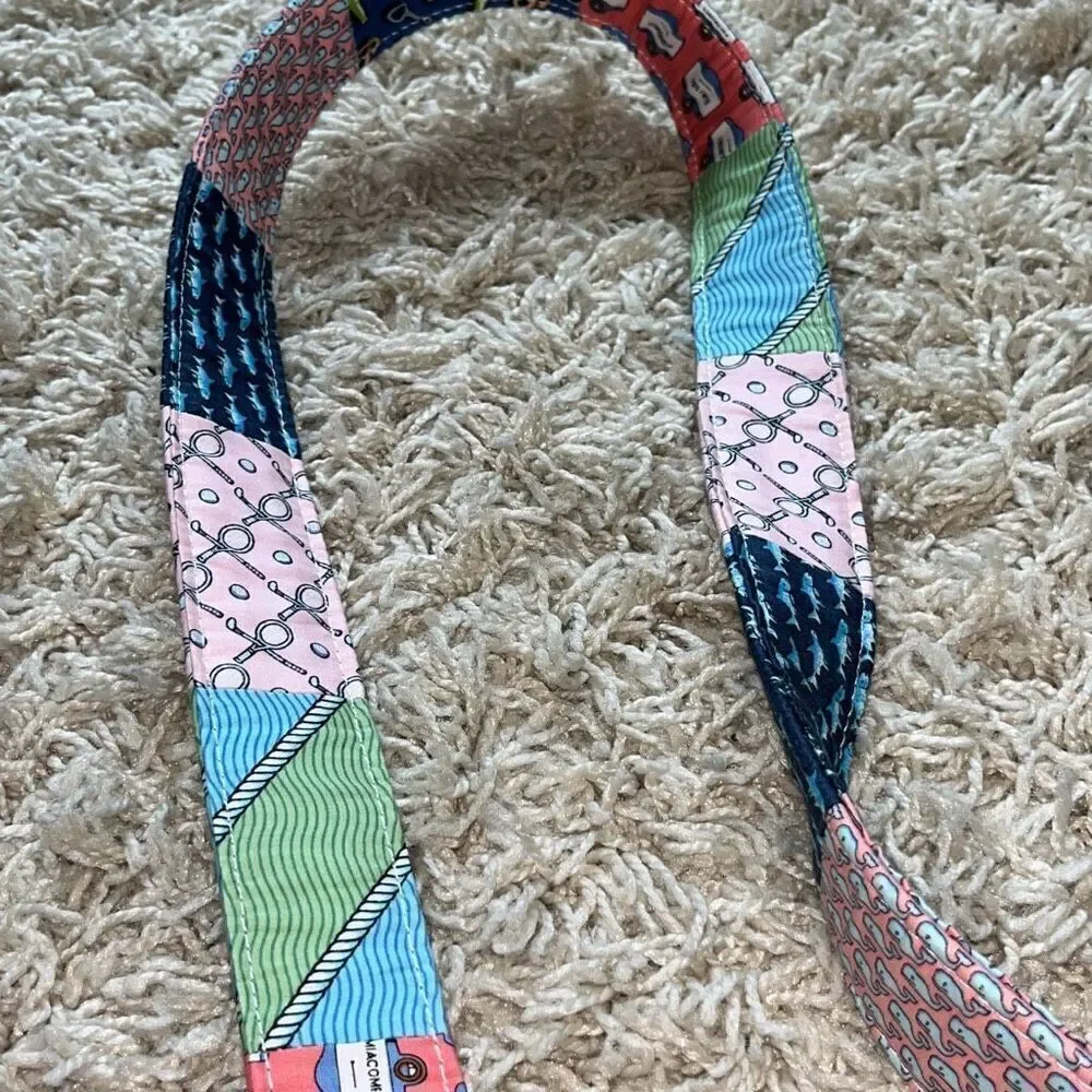 Vineyard Vines 100% Cotton Fabric Pink Blue Flower Flag Fish Belt Women’s Small
